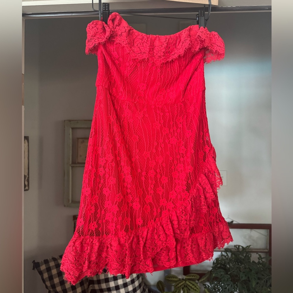 NBD Vibrant Red Lace Dress